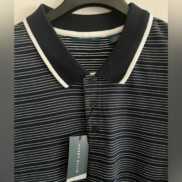 Perry Ellis 100% Cotton Short Sleeve Knitted Stripe Polo sz XXL - Picture 3 of 15
